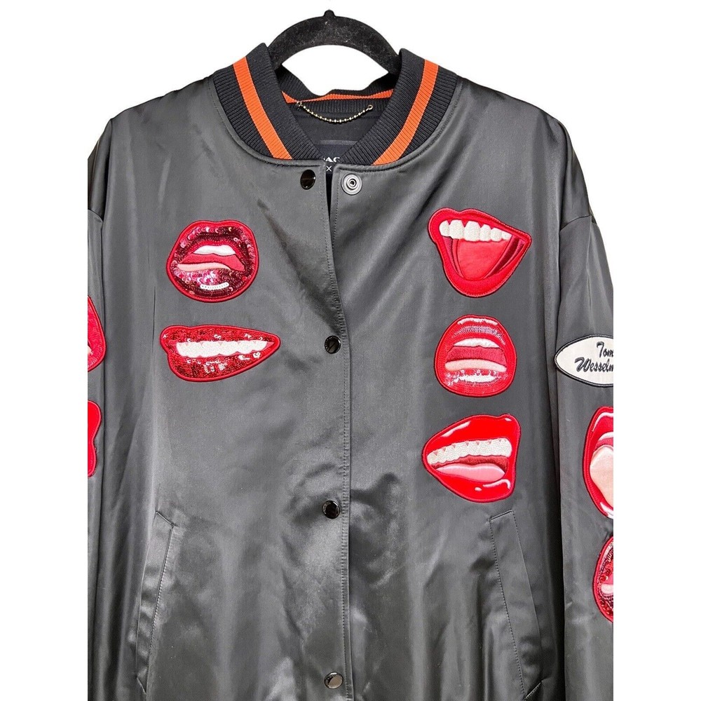 Coach X Tom Wesselmann Souvenir Jacket Lips Black Women’s Size Large - Picture 3 of 11